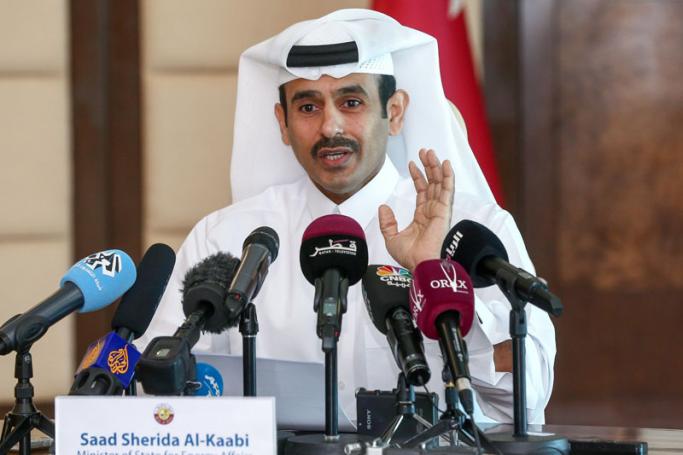 Saad Sherida al-Kaabi, Qatari Minister for Energy Affairs, talks during a press conference in Doha, Qatar, Dec. 3, 2018. EPA-EFE/STR