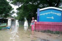 ကလေးမြို့ပေါ် ရေကြီးနေမှုအခြေအနေကို ဩဂုတ် ၁ရက်၊ နေ့လည် ၁နာရီခွဲက တွေ့ရစဉ်(ဓာတ်ပုံ - ဖိုးသား၊ မဇ္ဈိမ)