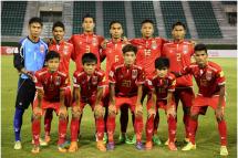လေးနိုင်ငံဖိတ်ခေါ်ဘောလုံးပြိုင်ပွဲဝင်ရောက်ယှဉ်ပြိုင်မည့် မြန်မာ့လက်ရွေးစင်အသင်း။ (ဓာတ်ပုံ- MFF)