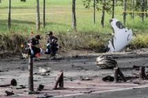 The site of the airplane crash at Elmina, Shah Alam in Malaysia's Selangor state, where security forces have cordoned off the area from the public. (Photo: CNA/Fadza Ishak)