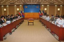 မြန်မာ-ထိုင်း နှစ်နိုင်ငံ ၀န်ကြီးများအဆင့် အစည်းအဝေးပွဲကျင်းပခဲ့စဉ်။