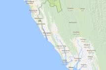 ရဲကင်းစခန်းများ တိုက်ခိုက်ခံရမှု ဖြစ်ပွားရာ မြန်မာ - ဘင်္ဂလားဒေ့ရှ် နယ်စပ်ဒေသ (မြေပုံ - Google Map)
