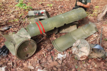 Remnants from a cluster bomb attack on Mae Ka Neh in Kayin/Karen state, April 2023. Photo: KNLA