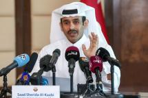 Saad Sherida al-Kaabi, Qatari Minister for Energy Affairs, talks during a press conference in Doha, Qatar, Dec. 3, 2018. EPA-EFE/STR